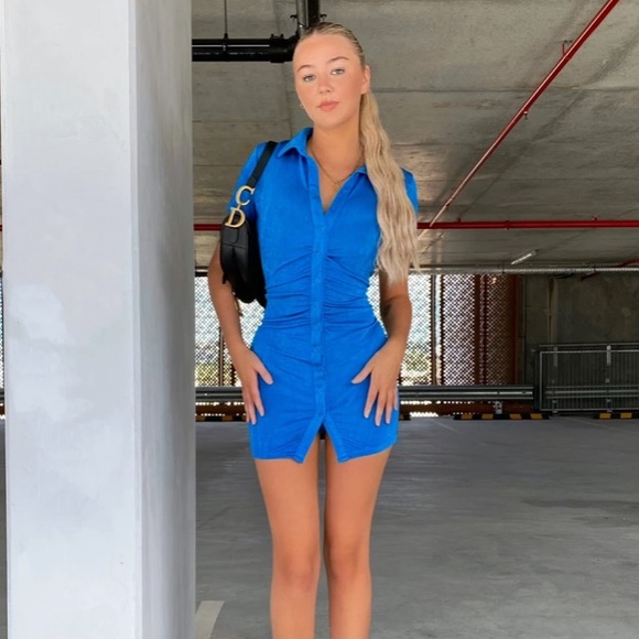 Travel Film Mini Dress Cobalt Blue 